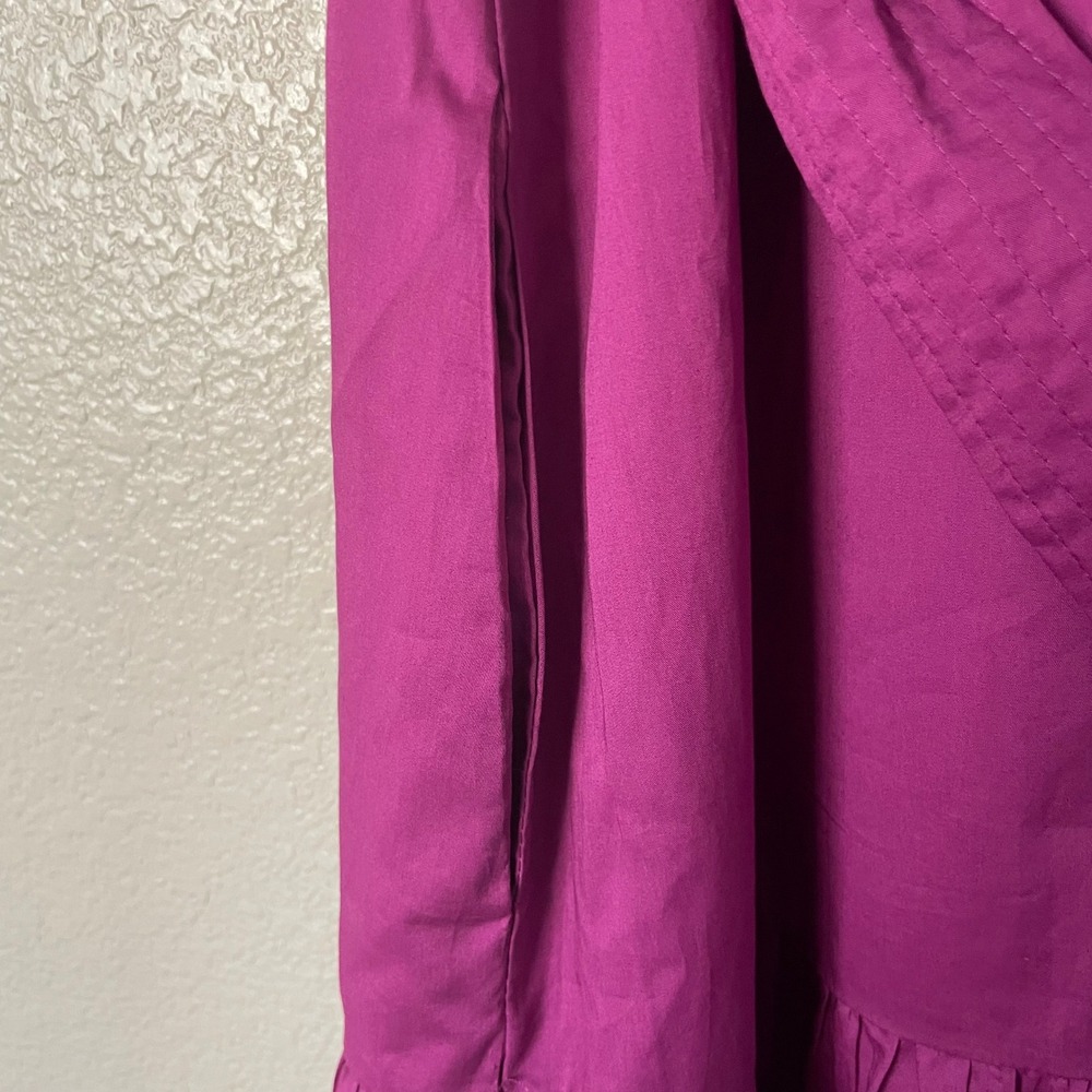 Soft Surroundings Dress XL Petite Purple Midi Eyelet Tiered Belted Cotton Pocket - Picture 9 of 12
